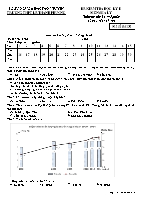 Đề kiểm tra học kỳ II môn Địa lý Lớp 12 - Mã đề 132 - Trường THPT Lê Thành Phương